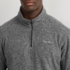 Eddie Bauer gray heathered quarter zip fleece sweatshirt mens sz M